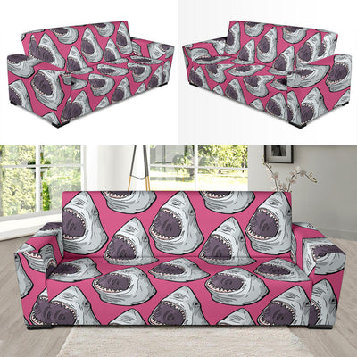 Great White Shark Pattern Print Design 01 Sofa Slipcover