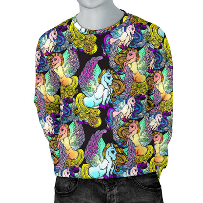 Unicorn With Wings Print Pattern Men Long Sleeve Sweatshirt