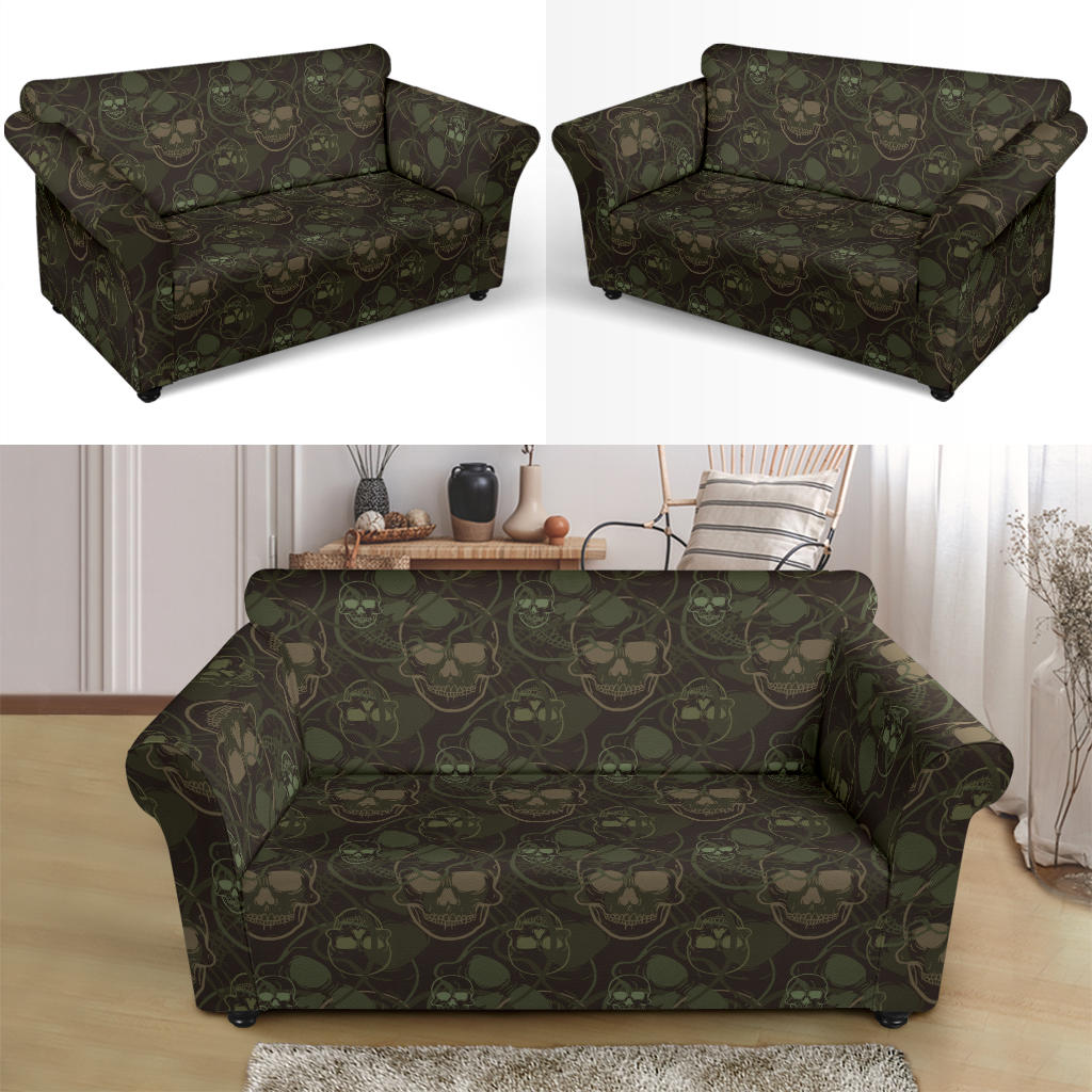 Skull Camo Style Print Design LKS308 Loveseat Couch Slipcover