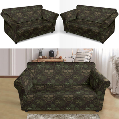 Skull Camo Style Print Design LKS308 Loveseat Couch Slipcover