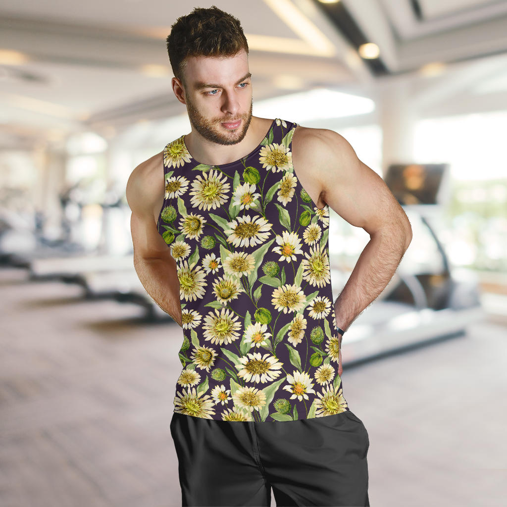 Daisy Vintage Print Pattern Men Tank Top