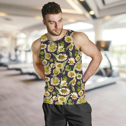 Daisy Vintage Print Pattern Men Tank Top