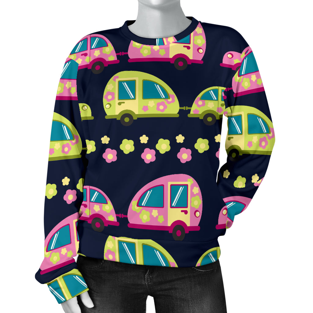 Camper Cute Camping Design No 3 Print Women Long Sleeve Sweatshirt