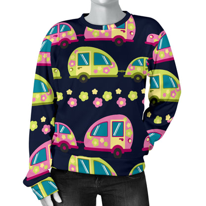 Camper Cute Camping Design No 3 Print Women Long Sleeve Sweatshirt