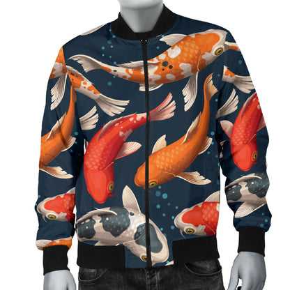 Koi Carp Cute Design Themed Print Men Bomber Jacket