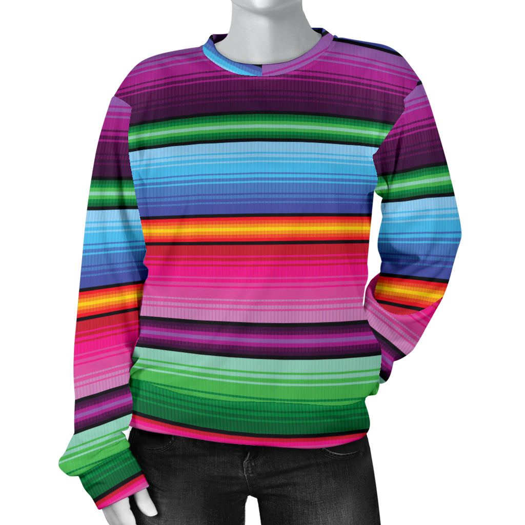 Mexican Blanket Colorful Print Pattern Women Long Sleeve Sweatshirt