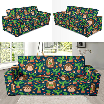 Hedgehog Cactus Pattern Print Design 04 Sofa Slipcover