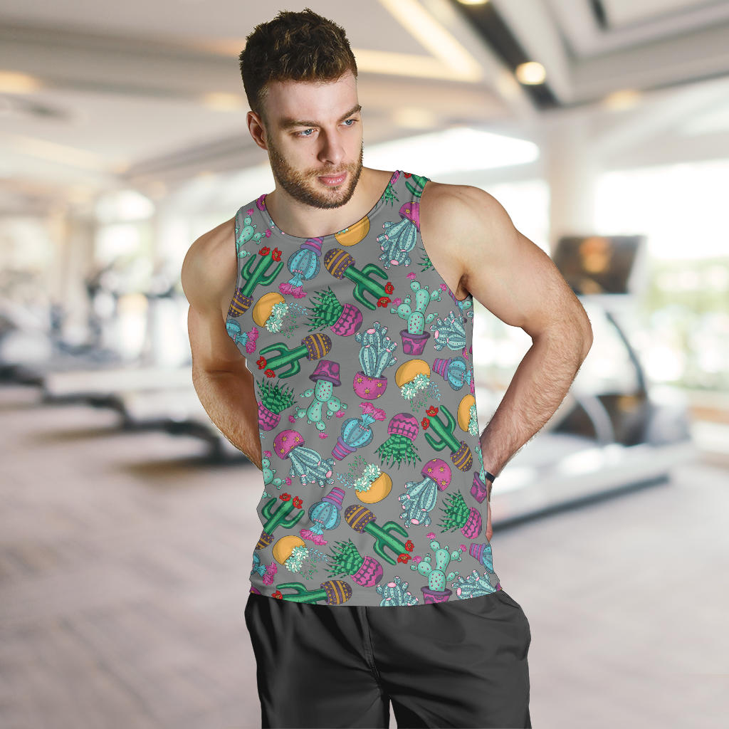 Cactus Colorful Print Pattern Men Tank Top