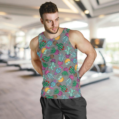 Cactus Colorful Print Pattern Men Tank Top