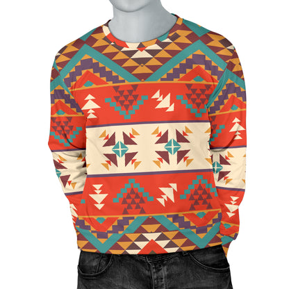 Aztec Red Print Pattern Men Long Sleeve Sweatshirt