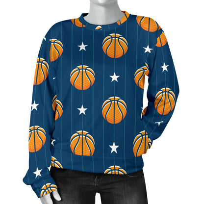 Basketball Star Print Pattern Women Long Sleeve Sweatshirt