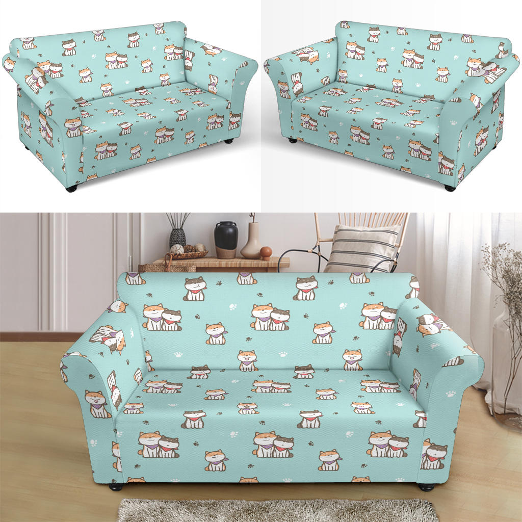 Shiba Inu Print Design LKS302 Loveseat Couch Slipcover
