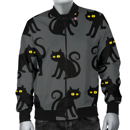 Black Cat Cute Print Pattern Men Bomber Jacket