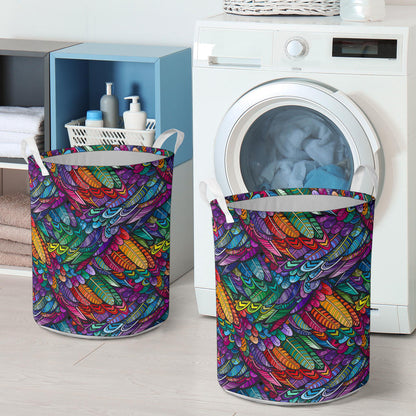 Feather Multicolor Design Print Laundry Basket