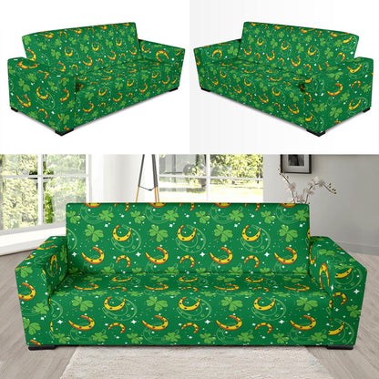 Shamrock With Horse Shoes Print Design LKS305 Sofa Slipcover