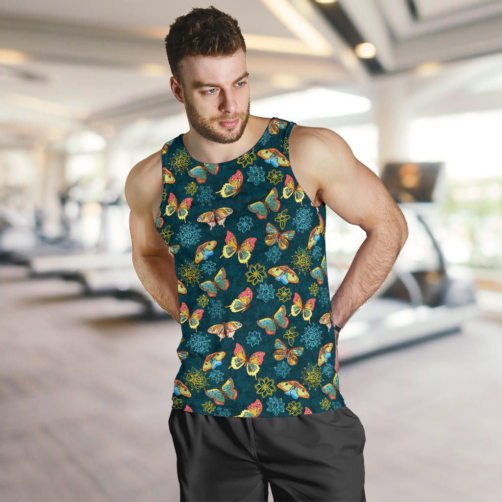 Butterfly Hand Draw Print Pattern Men Tank Top