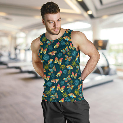 Butterfly Hand Draw Print Pattern Men Tank Top