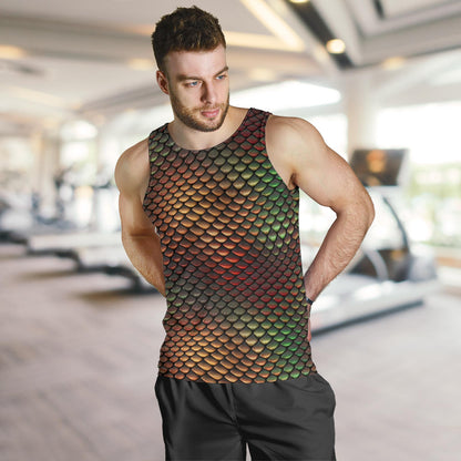 Snake Skin Colorful Print Men Tank Top