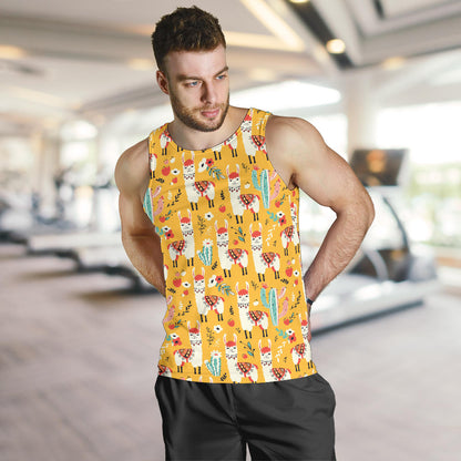 Llama Cute Themed Print Men Tank Top