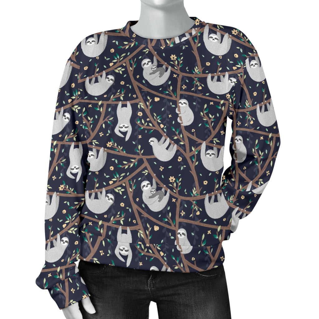 Sloth Happy Design Themed Print Women Long Sleeve Sweatshirt