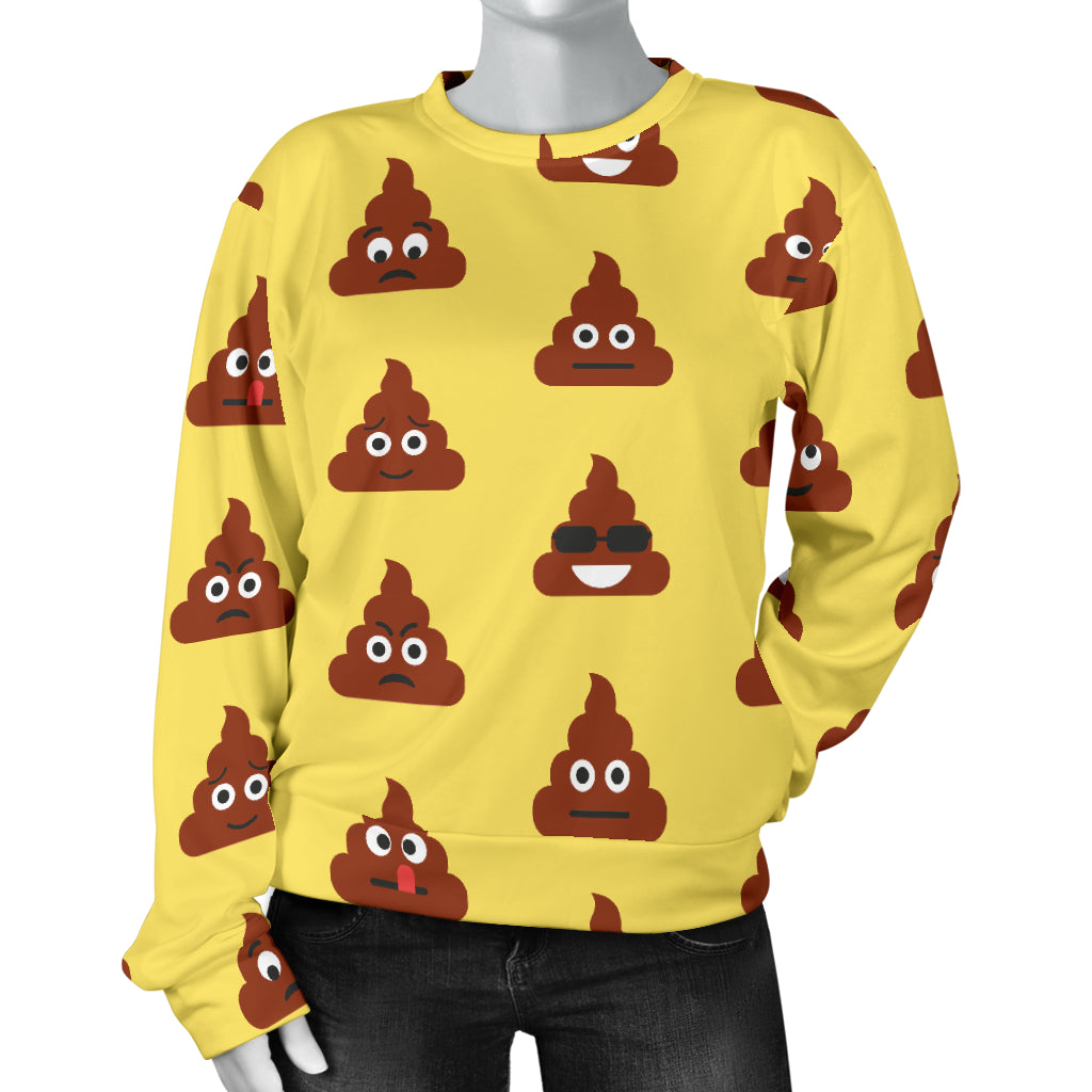 Emoji Poop Print Pattern Women Long Sleeve Sweatshirt