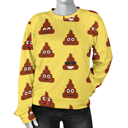 Emoji Poop Print Pattern Women Long Sleeve Sweatshirt