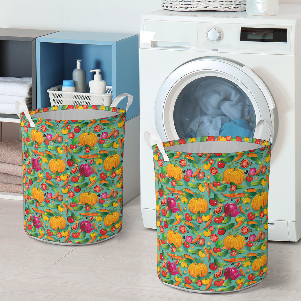 Vegan Colorful Themed Design Print Laundry Basket