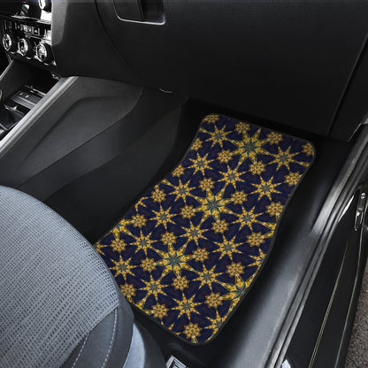 kaleidoscope Gold Print Design Car Floor Mats Front Back
