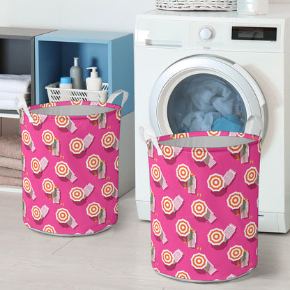 Beach Top View Umbrella Theme Laundry Basket