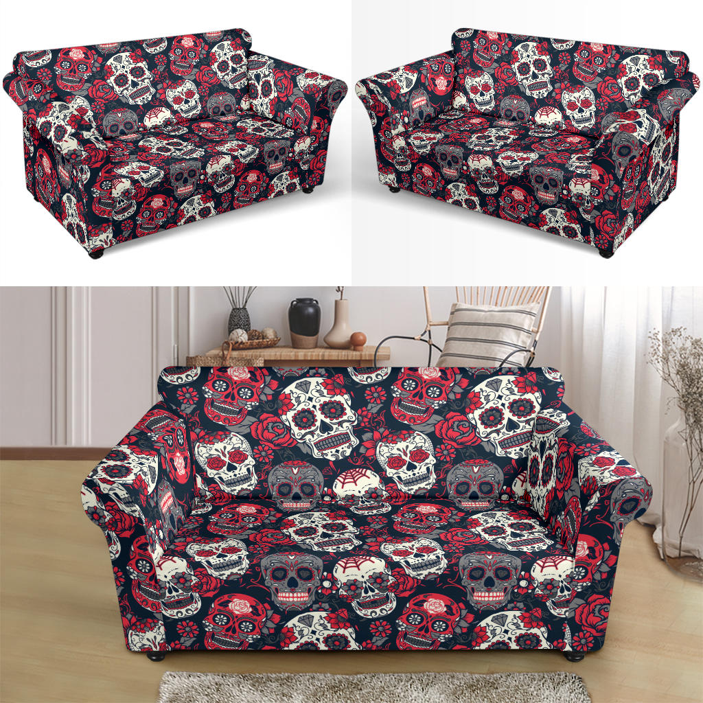 Sugar Skull Print Design LKS303 Loveseat Couch Slipcover