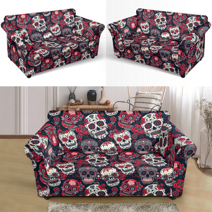 Sugar Skull Print Design LKS303 Loveseat Couch Slipcover