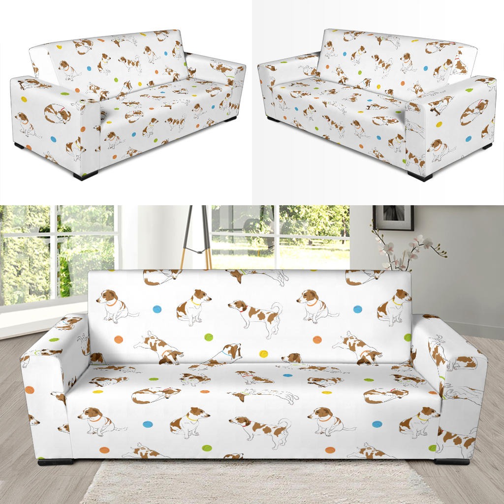 Russell Terriers With Balls Print Design LKS307 Sofa Slipcover
