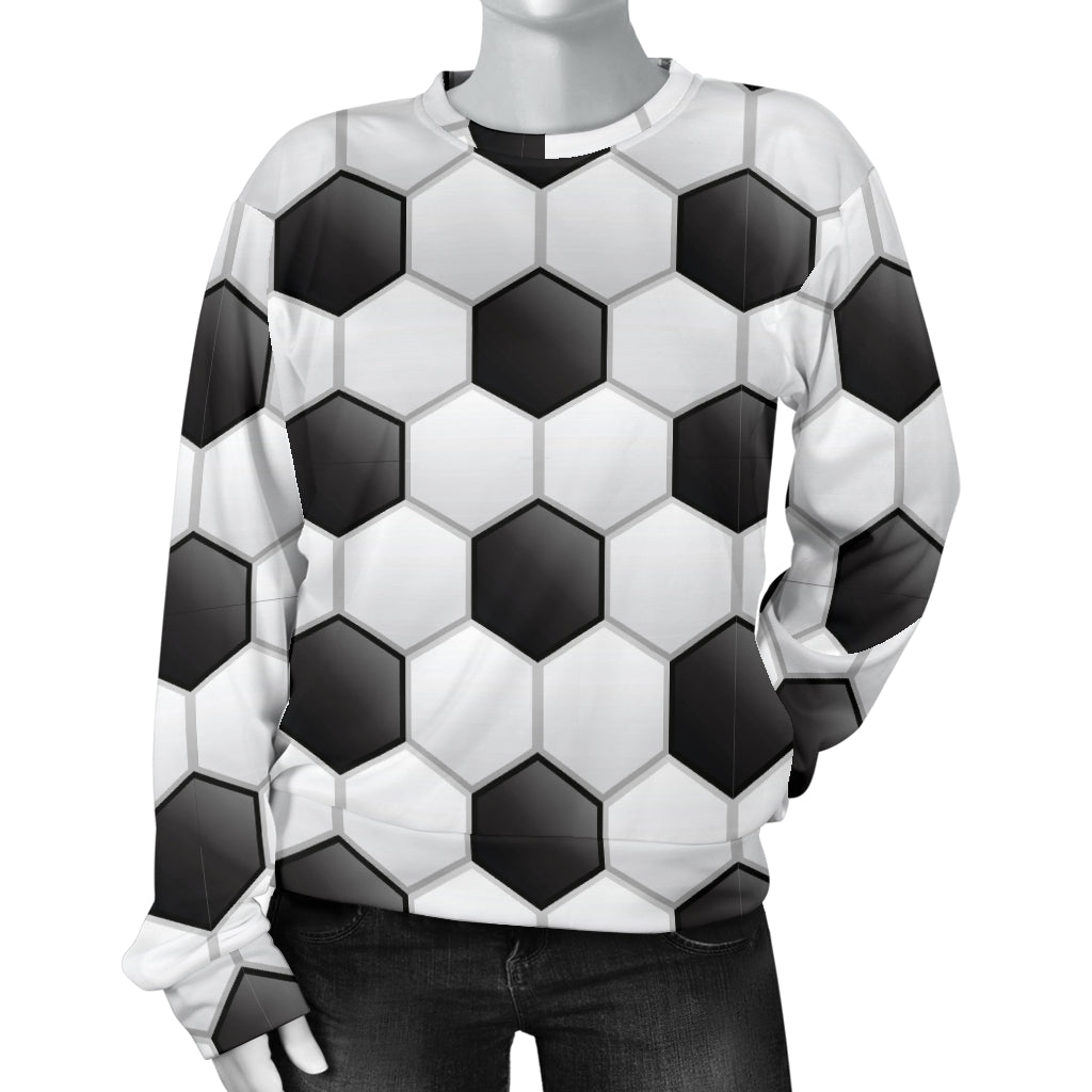 Soccer Ball Texture Print Pattern Women Long Sleeve Sweatshirt
