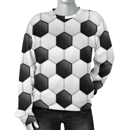 Soccer Ball Texture Print Pattern Women Long Sleeve Sweatshirt