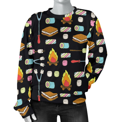 Camping Campfire Marshmallows Women Long Sleeve Sweatshirt