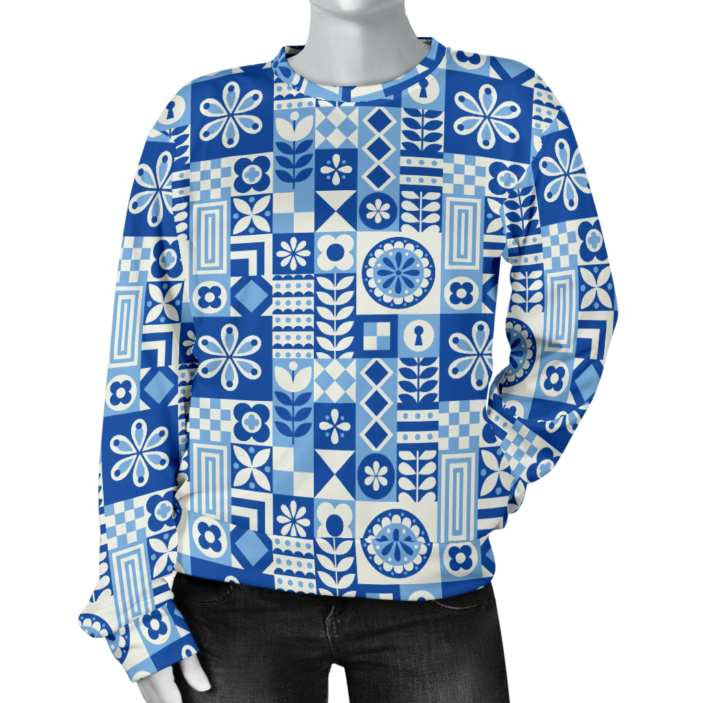 Swedish Print Pattern Women Long Sleeve Sweatshirt