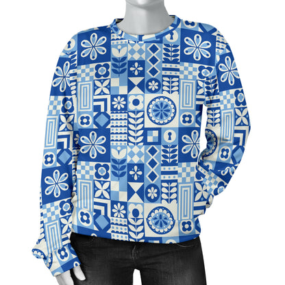 Swedish Print Pattern Women Long Sleeve Sweatshirt