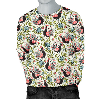 Rooster Print Design Men Long Sleeve Sweatshirt