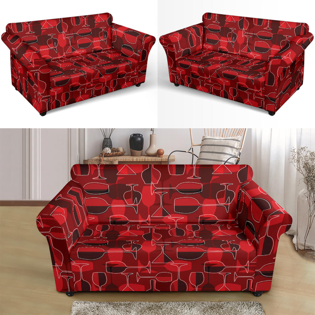 Wine Glass Print Design LKS301 Loveseat Couch Slipcover