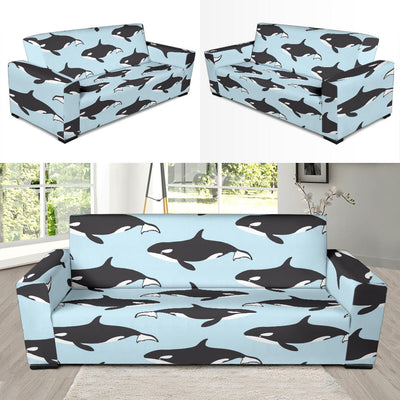 Killer Whale Pattern Print Design 01 Sofa Slipcover