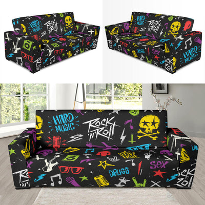 Rock and Roll Pattern Print Design A02 Sofa Slipcover