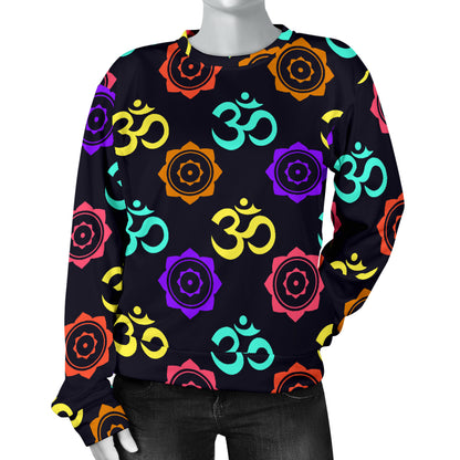 Chakra OM Print Pattern Women Long Sleeve Sweatshirt