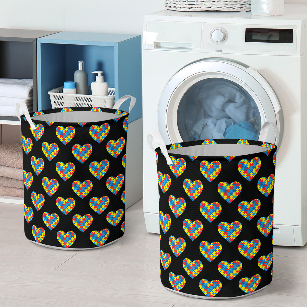 Autism Awareness Heart Design Print Laundry Basket