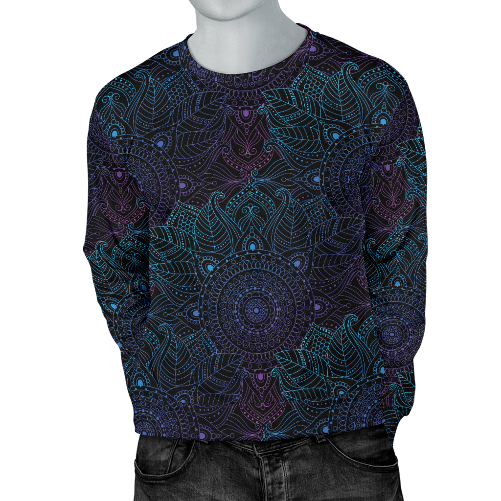 Boho Floral Mandala Men Long Sleeve Sweatshirt