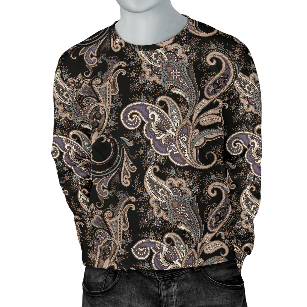 Paisley Mandala Design Print Men Long Sleeve Sweatshirt