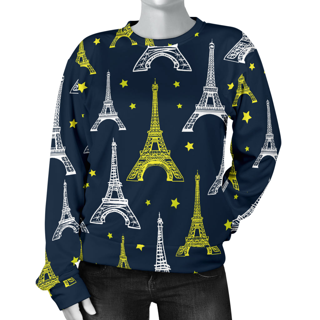 Eiffel Tower Star Print Women Long Sleeve Sweatshirt