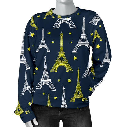 Eiffel Tower Star Print Women Long Sleeve Sweatshirt