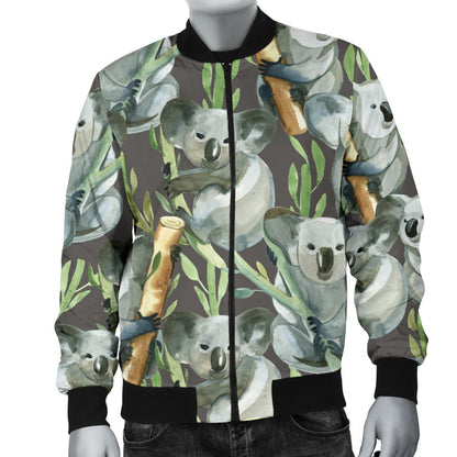 Koala Pattern Design Print Men Bomber Jacket