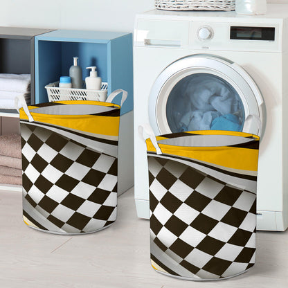 Checkered Flag Racing Style Laundry Basket