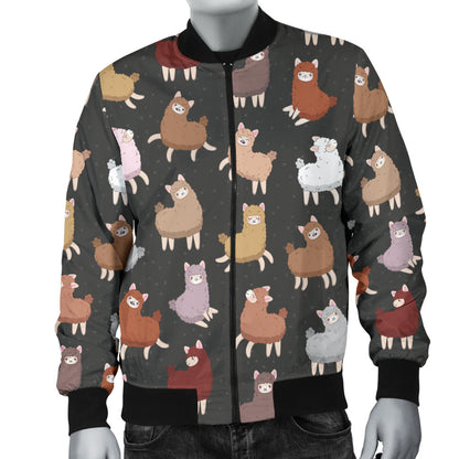 Alpaca Cute Design Themed Print Men Bomber Jacket